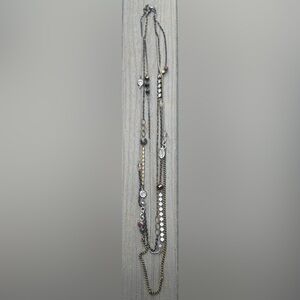 Layered Multi-Chain Necklace with Accent Beads